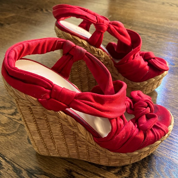 Prada red espadrille platform sandals size 36 1/2 - Picture 7 of 8
